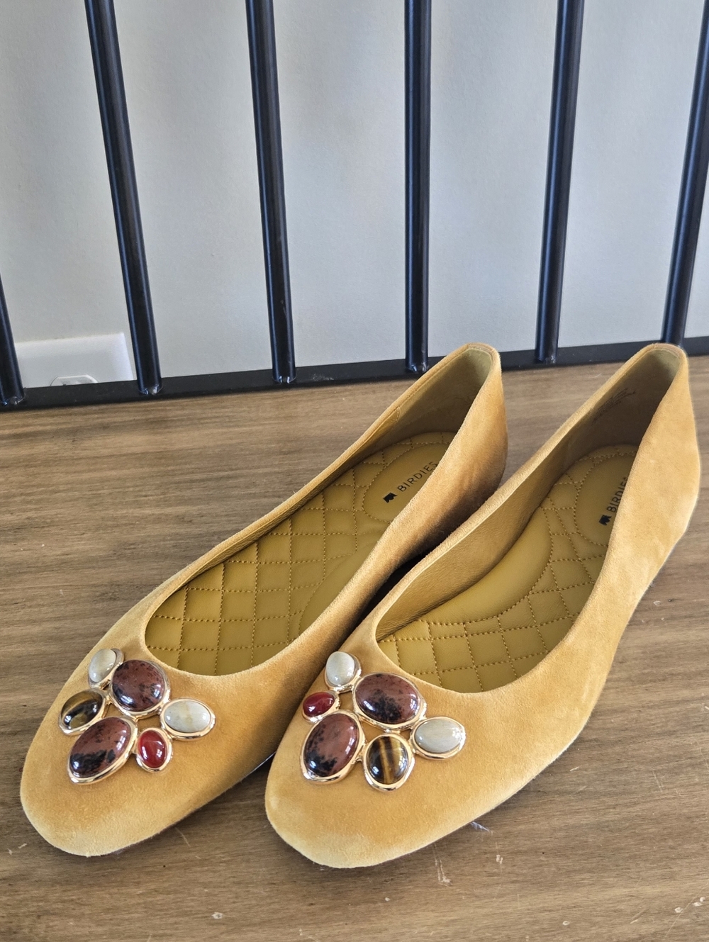 Birdies Hummingbird Flats In Mustard Yellow Suede - Picture 3 of 8